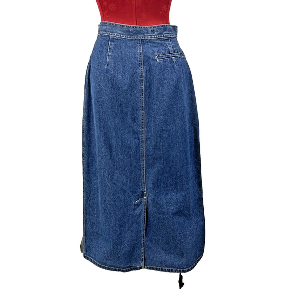 Vintage Gloria Vanderbilt Maxi Long Skirt Blue Denim Size 8 Button Front Cotton - Picture 5 of 11